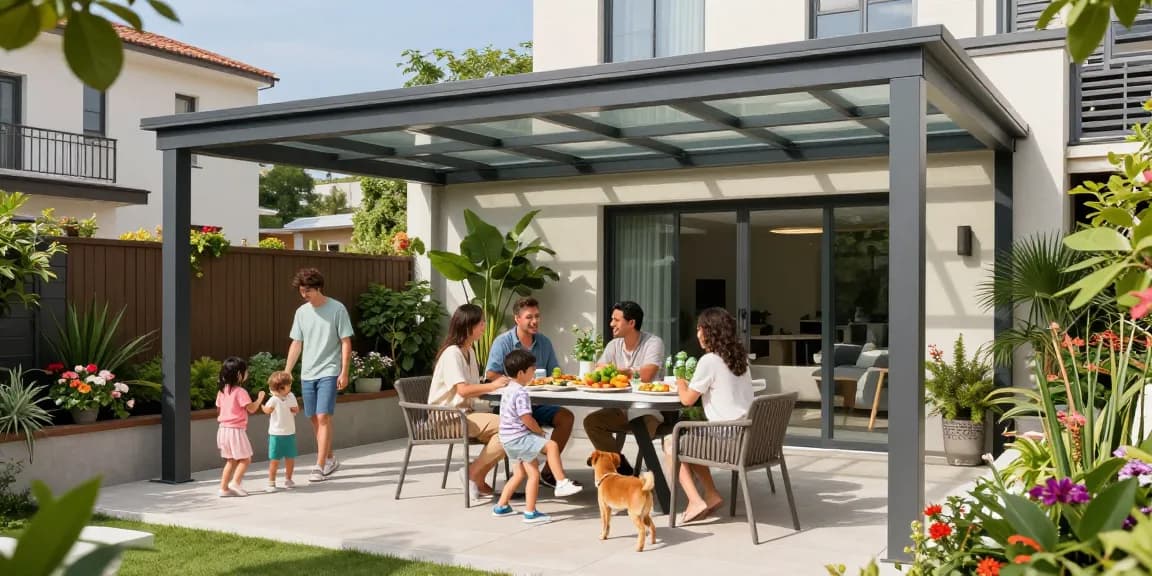 Moderne Terrassenüberdachungen schaffen eine gemütliche Atmosphäre im Garten.