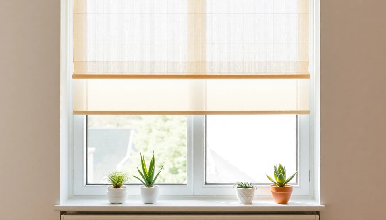 Plissee ohne Bohren in sanften Farben am Fenster zeigt effektive und stilvolle Raumgestaltung.