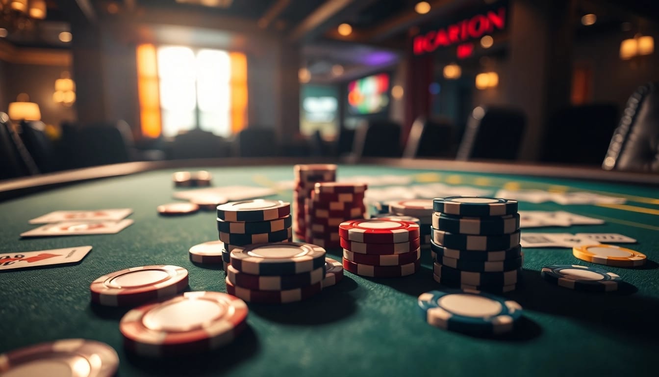 Spielen Sie mit dem online casino bonus ohne einzahlung und genießen Sie den Nervenkitzel mit Pokerchips und Karten.