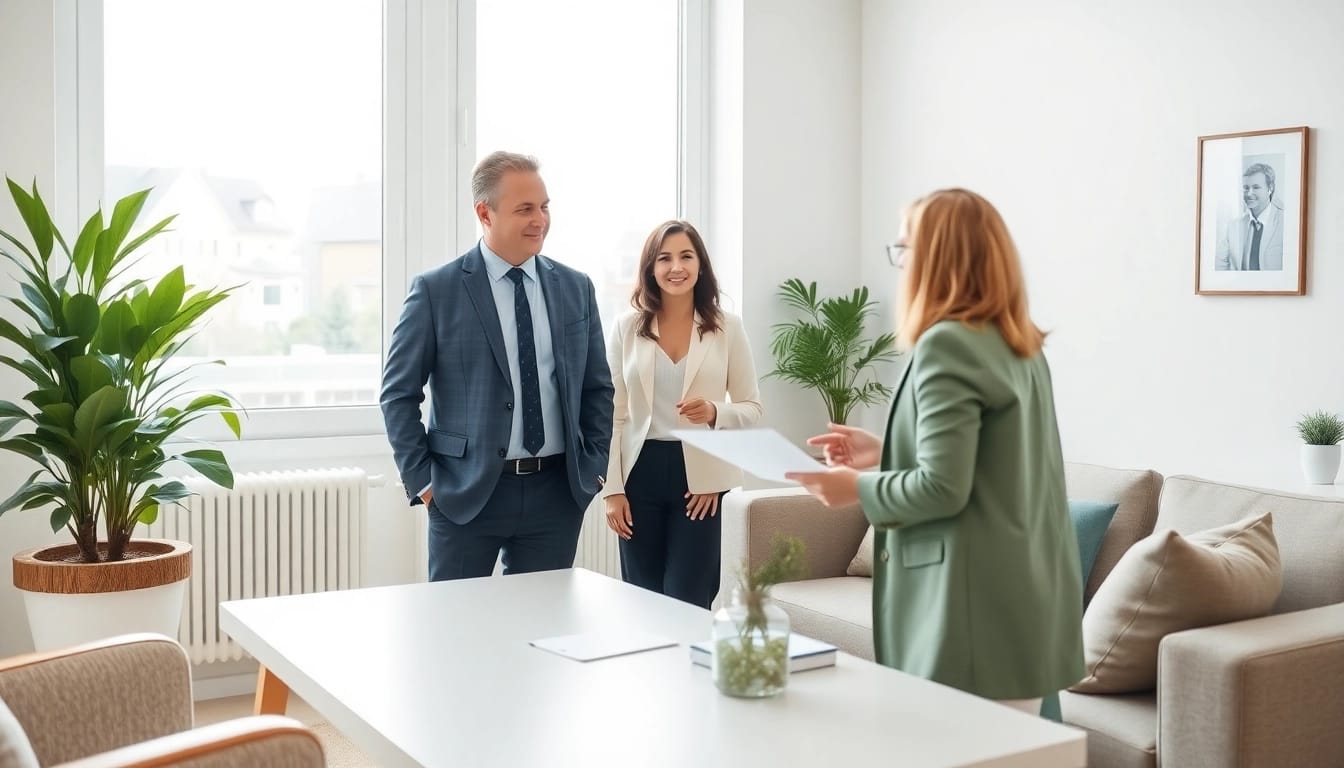 Immobilienmakler Frankfurt Sachsenhausen berät Kunden in einem modernen Büro, vermittelt Vertrauen.