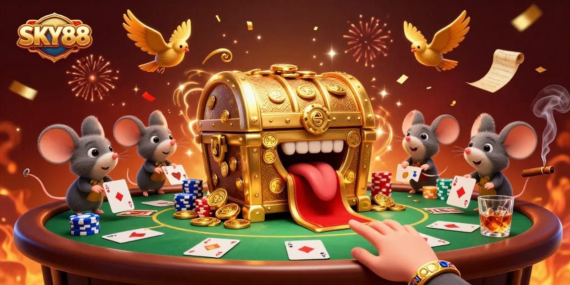 Engage in thrilling gameplay at SKY88, where a treasure chest lure awaits with poker excitement!