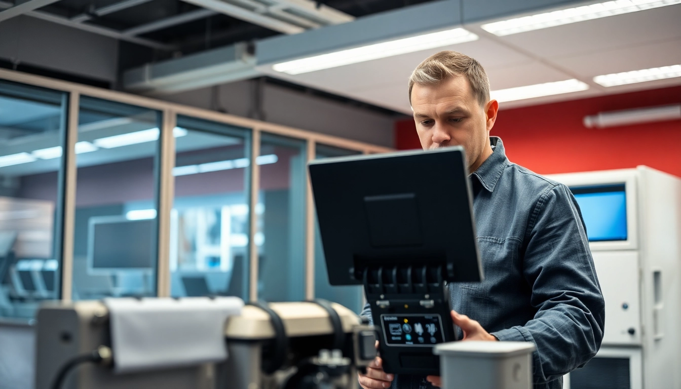 Techniker führt die DGUV V3 Prüfung elektrischer Geräte durch, um Sicherheit und Funktionalität zu gewährleisten.