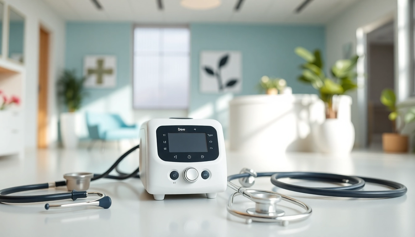 Modern deus medical equipment in a professional clinic setting for healthcare.