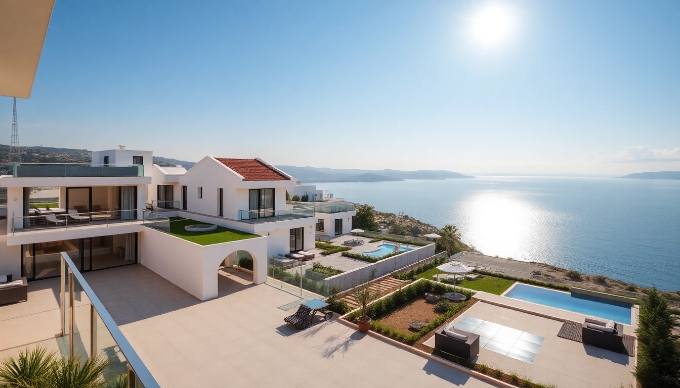 Immobilien in Nordzypern kaufen, moderne Grundstücke und beeindruckende Ausblicke in einer sonnigen Umgebung.
