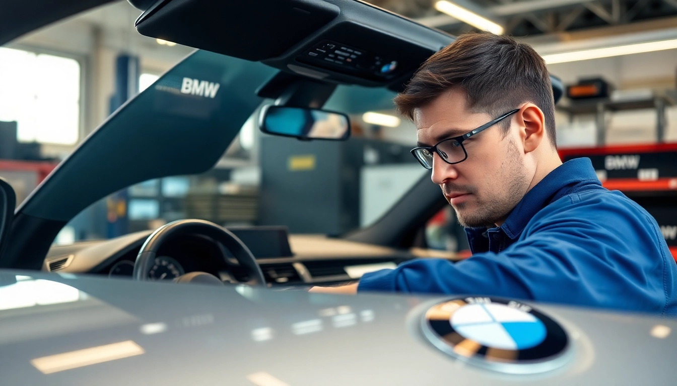 BMW Codierung mit einem Fachmann in einer modernen Werkstatt, die technische Expertise zeigt.