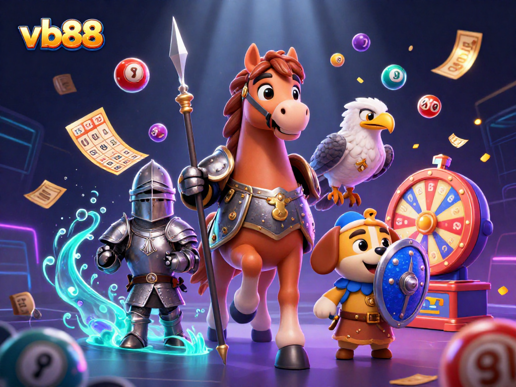 Engage in exciting lotteries at vb88 with vibrant illustrations and dynamic gaming elements.