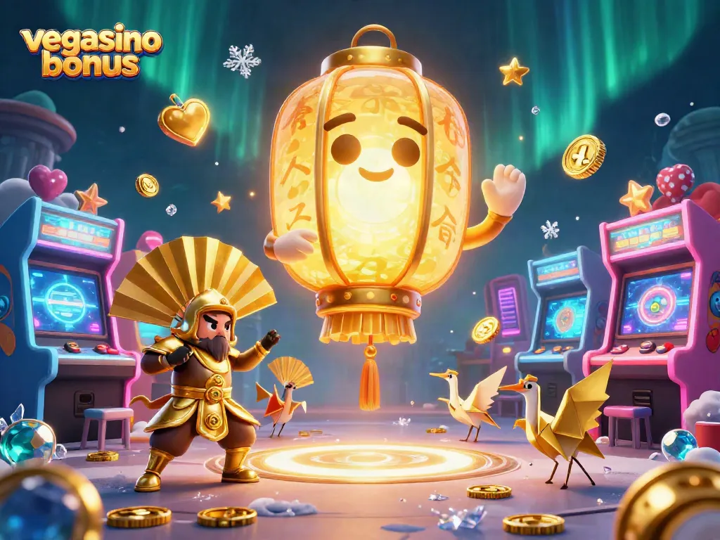 Experience the vegasino bonus with amazing characters and vibrant casino elements in this dynamic scene.
