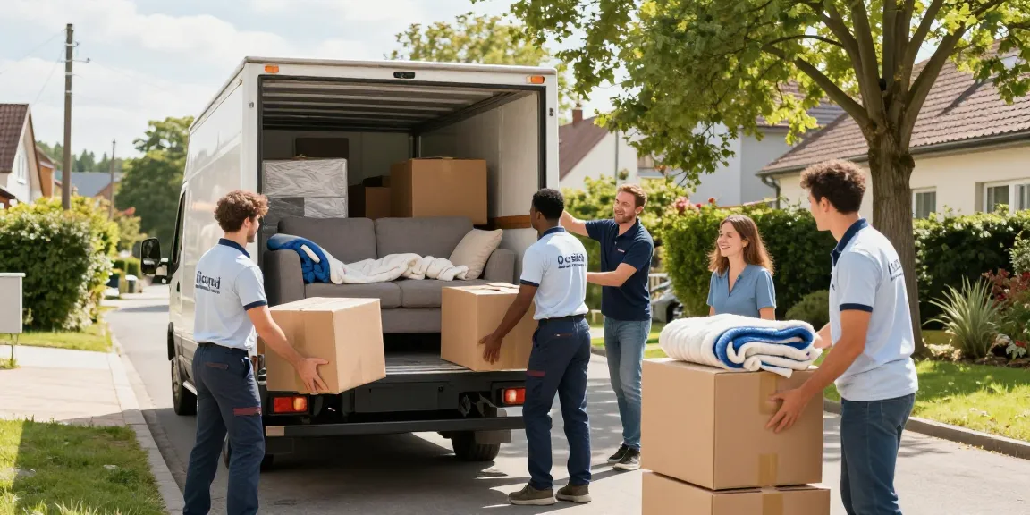 Umzugsunternehmen Speyer – professionelle Umzugshelfer beim Laden von Möbeln und Kartons in ein Umzugsfahrzeug.