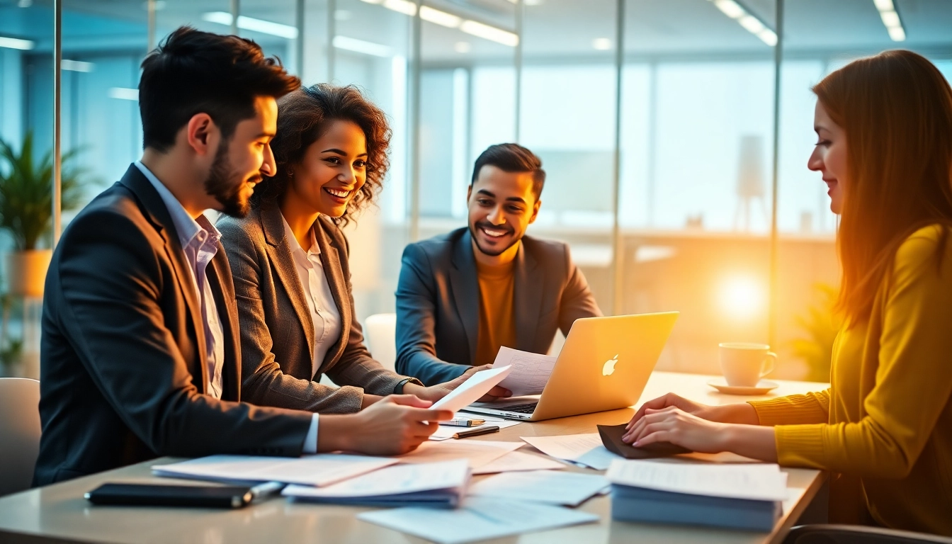 Headhunter Vertrieb teamwork session with professionals discussing recruitment strategies.