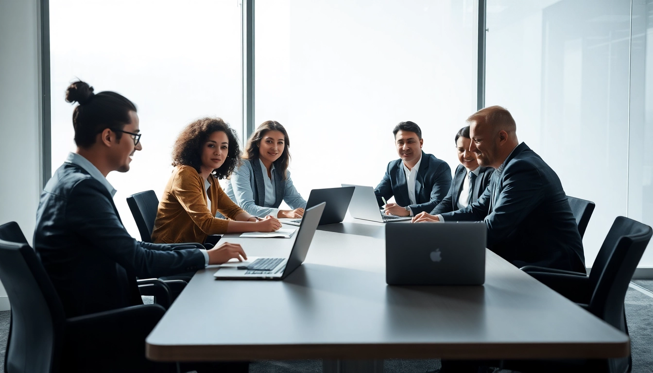 Professionelles Team von Headhunter Wolfsburg arbeitet an Rekrutierungsstrategien in einem modernen Büro.