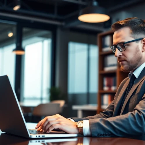Headhunter bei der Arbeit in einem modernen Büro, auf der Suche nach Talenten.