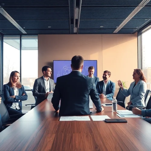 Professionelle Headhunter Heidelberg in einem modernen Büro, die engagiert in Diskussionen vertieft sind.