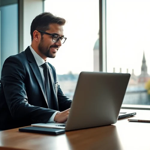 Headhunter Erfurt führt ein Gespräch in einem modernen Büro mit einem Kandidaten.