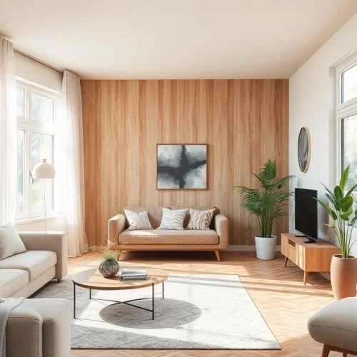 Raumgestaltung in einem stilvoll eingerichteten Wohnraum mit natürlichem Licht.