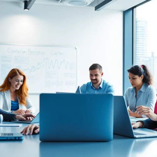 Headhunter IT-Team, das engagiert in einem modernen Büro arbeitet, um Talente zu finden.