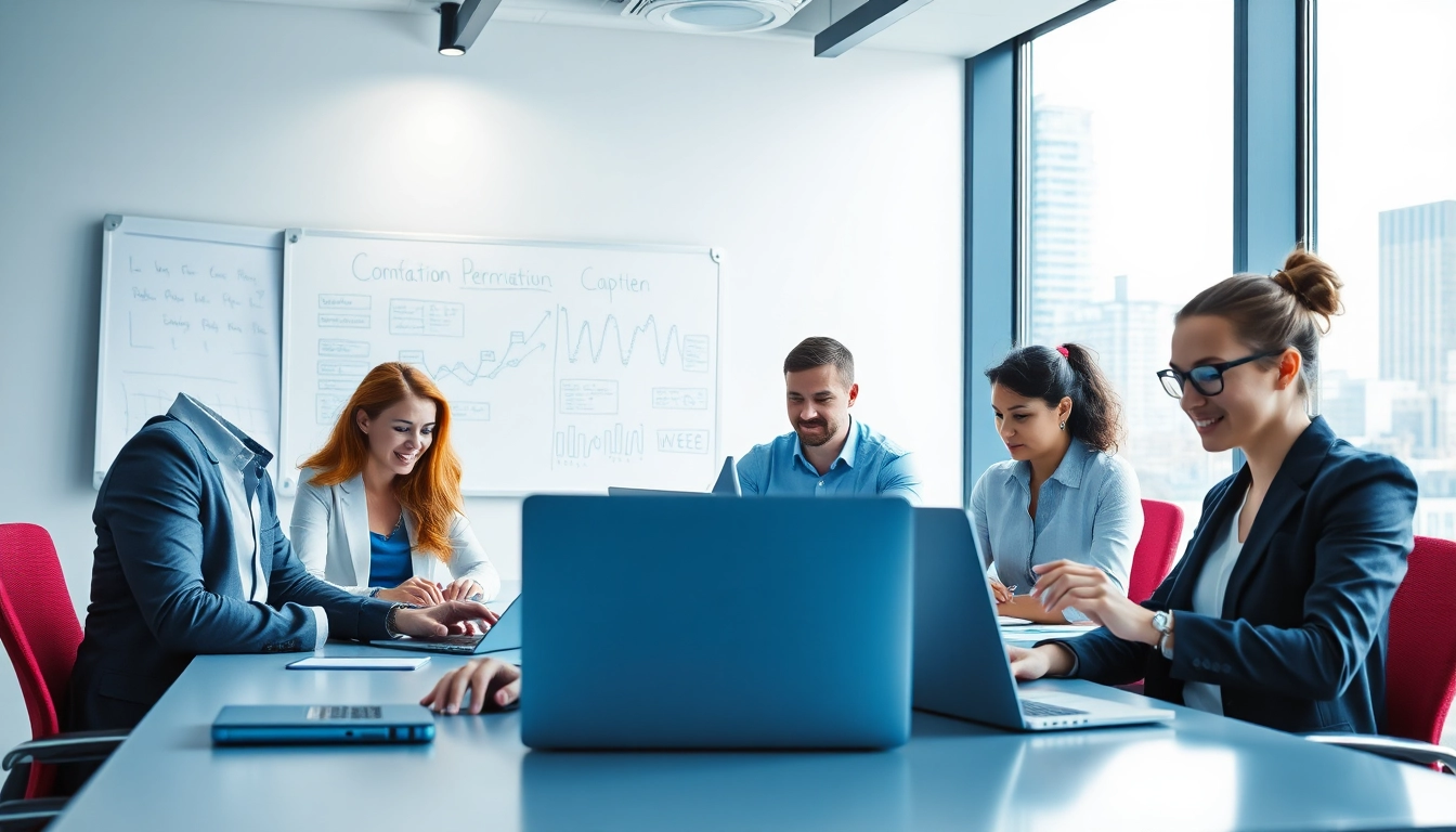 Headhunter IT-Team, das engagiert in einem modernen Büro arbeitet, um Talente zu finden.