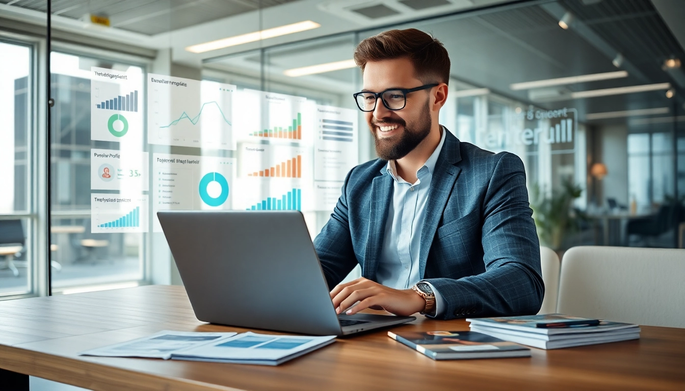 Headhunter IT analysiert Bewerberdaten in modernem Büro mit Laptop und Recruiting-Tools.