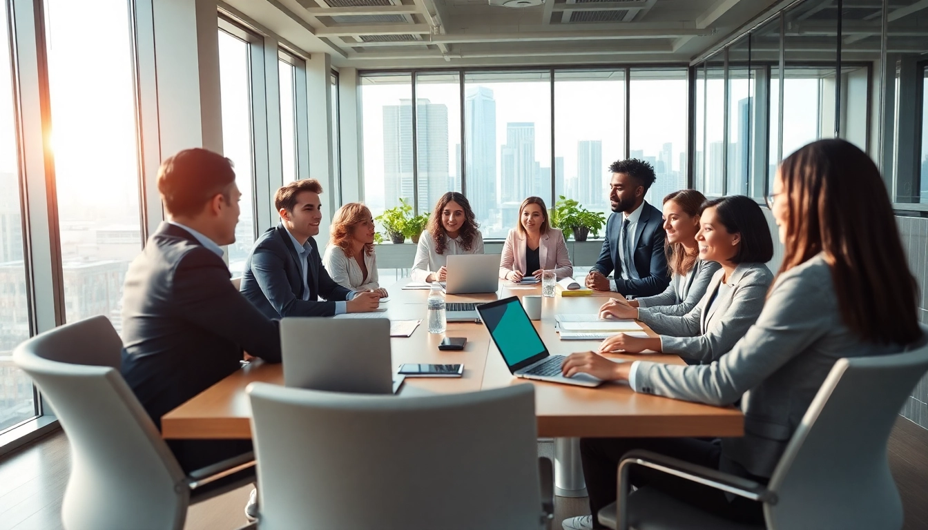 Effiziente Teamarbeit eines Headhunter Schweiz in einem modernen Büroumfeld während einer Rekrutierungsdiskussion.