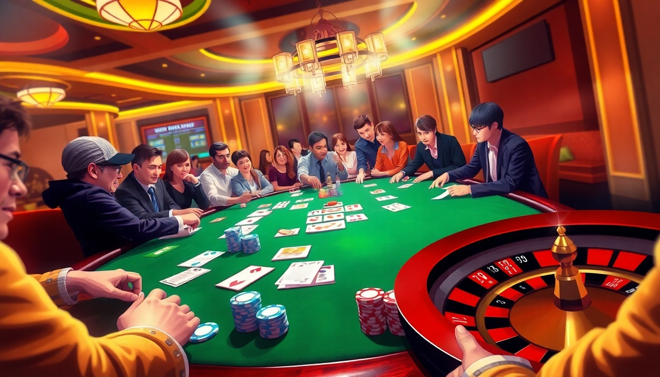 Engaging casino gameplay at https://789clubac.cn.com/ showcasing a lively poker table and colorful betting slips.