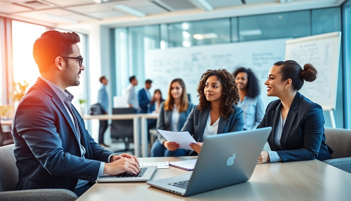 Headhunter IT in a professional environment, engaging with job candidates effectively.