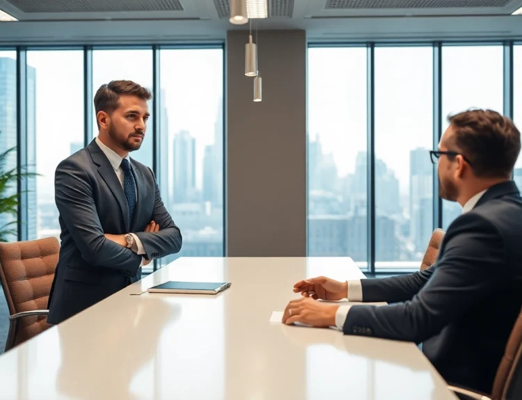 Headhunter Schweiz im modernen Büro setting, zeigt professionellen Austausch mit Kandidaten.