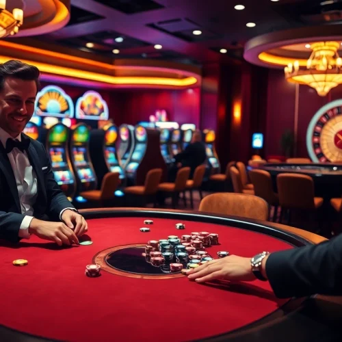 Spüren Sie den Nervenkitzel beim Spielen im nv Casino an einem luxuriösen Poker-Tisch.