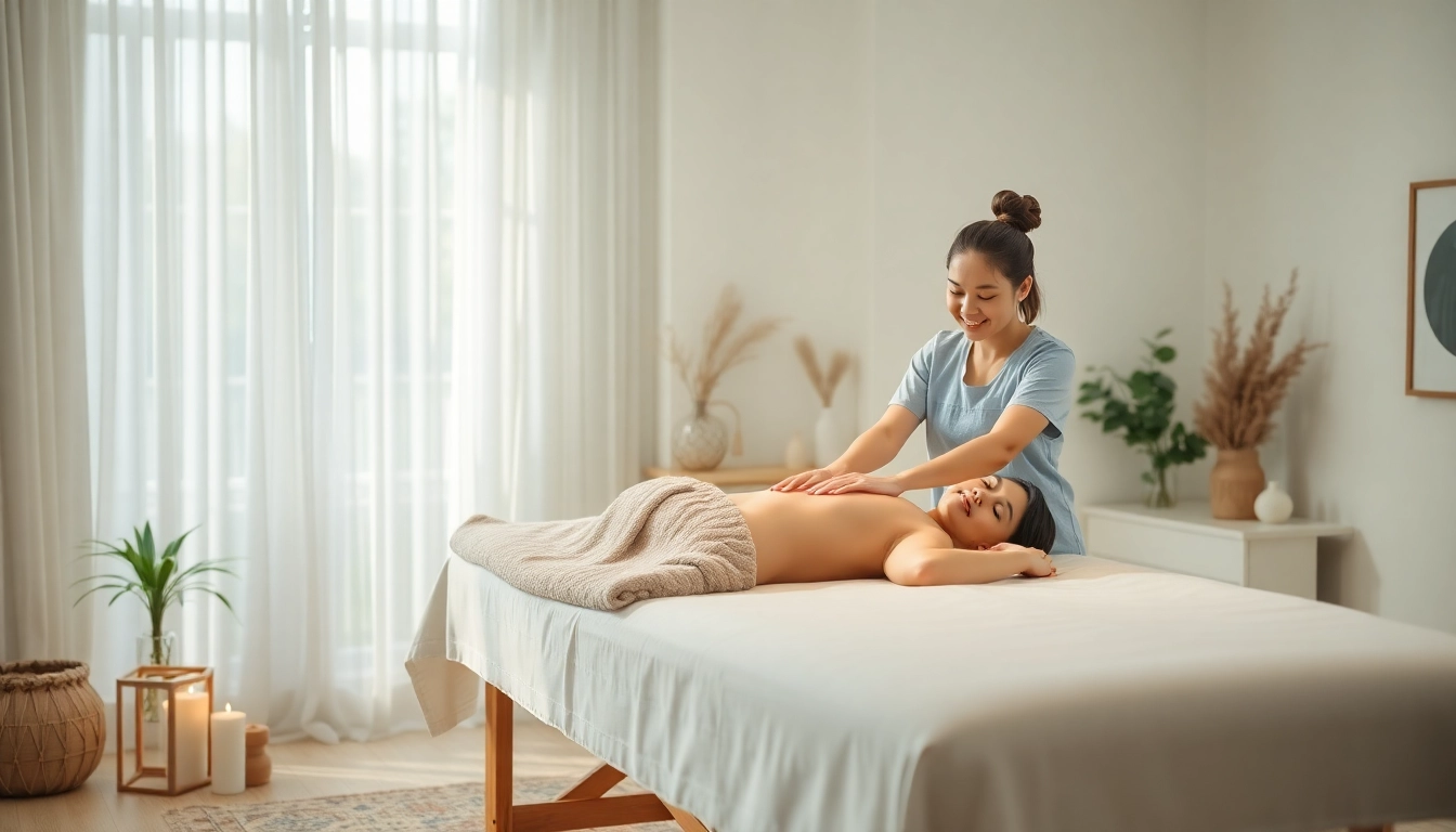 아늑한 가정 환경에서 전문 치료사가 고객을 편안하게 달래는 평택출장마사지의 모습.