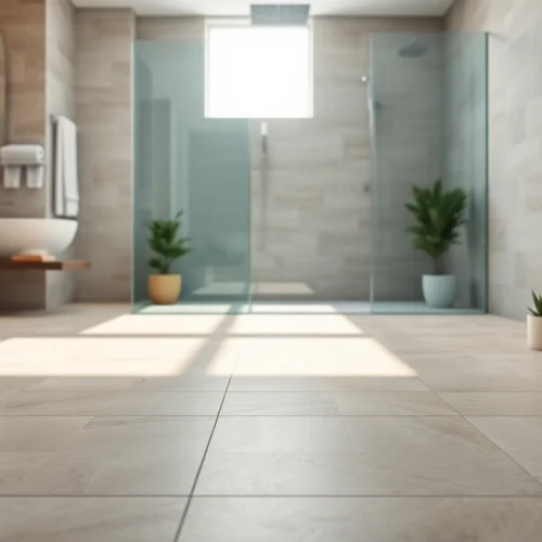 Genießen Sie die elegante sonni Duschkabine 100x100 in einem modernen Bad mit sanften Erdtönen.