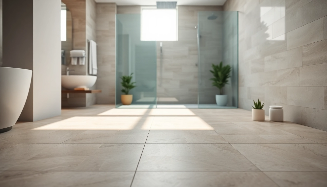 Genießen Sie die elegante sonni Duschkabine 100x100 in einem modernen Bad mit sanften Erdtönen.