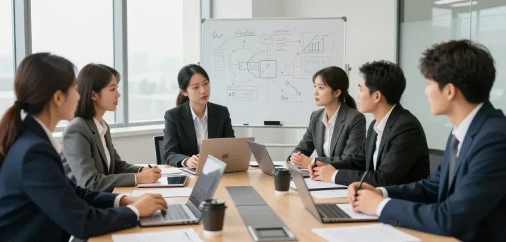 Transparente Diskussion über dysfunktionale Teamführung in modernem Büro.